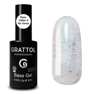 Grattol Rubber Base Glitter 9 мл (09 Marble)