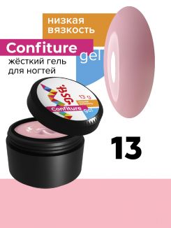 BSG Жёсткий гель Confiture №13 НИЗКАЯ ВЯЗКОСТЬ - Прозрачно-розовый, камуфлирующий (13 г)