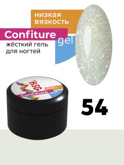 BSG Жёсткий гель Confiture №54 НИЗКАЯ ВЯЗКОСТЬ - Полупрозрачный белый с кристаллическим шиммером (13 г)