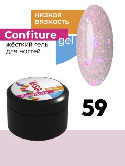 BSG Жёсткий гель Confiture №59 НИЗКАЯ ВЯЗКОСТЬ - Полупрозрачный розовый с яркими кристаллами (13 г)