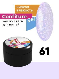 BSG Жёсткий гель Confiture №61 НИЗКАЯ ВЯЗКОСТЬ - Приглушенный голубой с сиреневым кристаллическим шиммером (13 г)