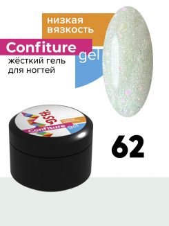 BSG Жёсткий гель Confiture №62 НИЗКАЯ ВЯЗКОСТЬ - Белый с мелким искрящимся шиммером и яркими кристаллами (13 г)