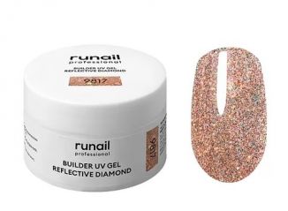 RuNail Моделирующий УФ-гель светоотражающий BUILDER UV GEL REFLECTIVE DIAMOND, 15г №9817