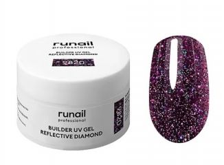 RuNail Моделирующий УФ-гель светоотражающий BUILDER UV GEL REFLECTIVE DIAMOND, 15г №9820