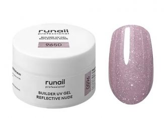 RuNail Моделирующий УФ-гель светоотражающий BUILDER UV GEL REFLECTIVE NUDE, 15г №9650