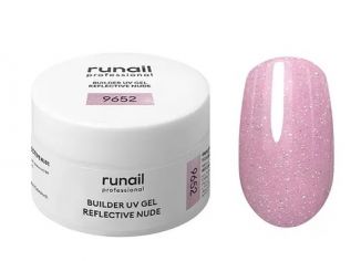 RuNail Моделирующий УФ-гель светоотражающий BUILDER UV GEL REFLECTIVE NUDE, 15г №9652